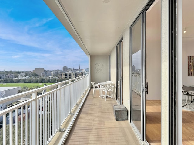 balcony with a view of city