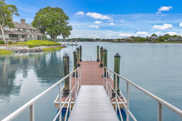 view of dock featuring a water view