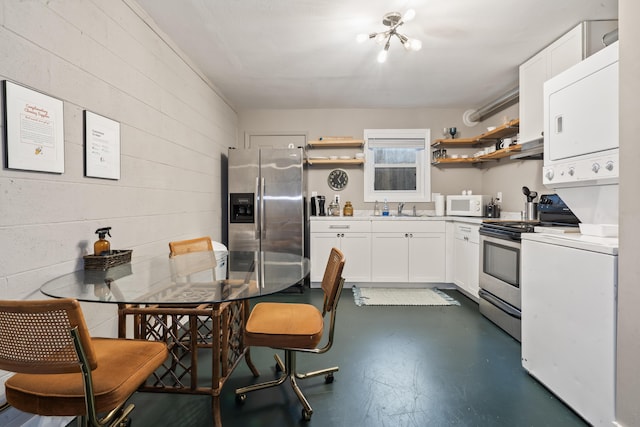 4619 Jenkins Ave Unit 1-4, North Charleston, SC 29405 - kitchen featuring open shelves, stainless steel appliances, finished concrete floors, white cabinetry, and a sink