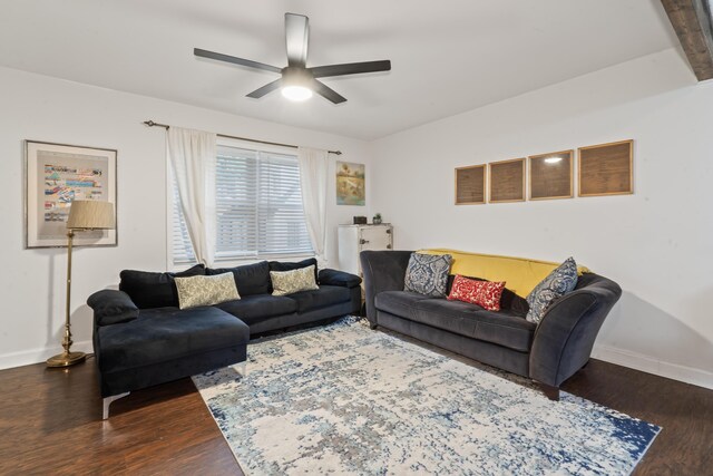 4619 Jenkins Ave Unit 1-4, North Charleston, SC 29405 - living area with baseboards, wood finished floors, and a ceiling fan