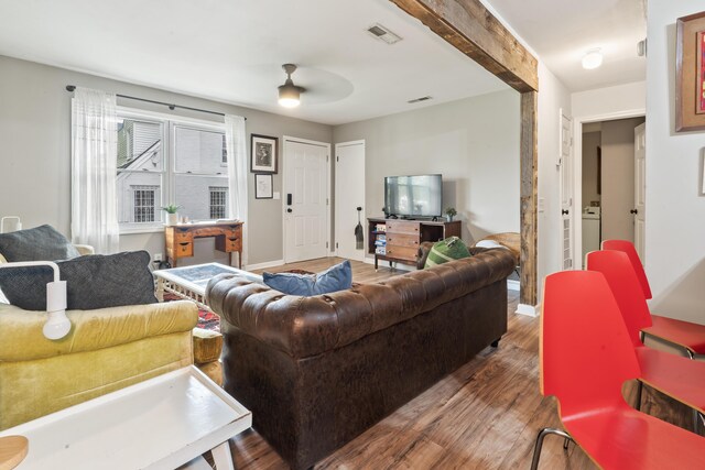 4619 Jenkins Ave Unit 1-4, North Charleston, SC 29405 - living room with wood finished floors, ceiling fan, and baseboards