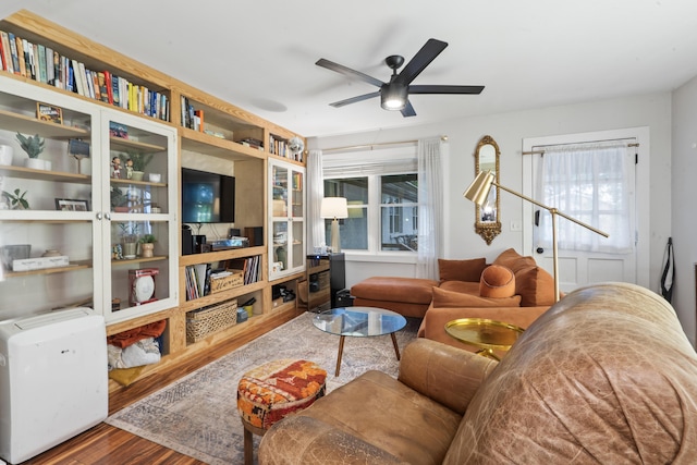 4619 Jenkins Ave Unit 1-4, North Charleston, SC 29405 - living room featuring wood finished floors, a ceiling fan, and plenty of natural light