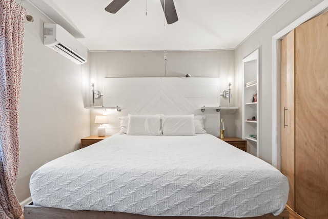 4619 Jenkins Ave Unit 1-4, North Charleston, SC 29405 - bedroom with a wall mounted AC and a ceiling fan