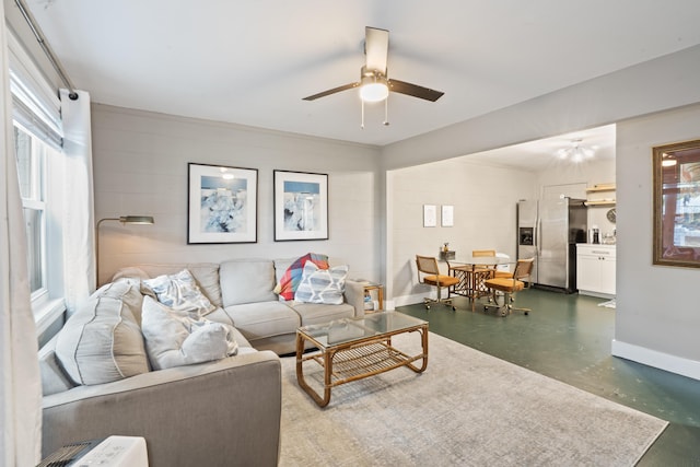4619 Jenkins Ave Unit 1-4, North Charleston, SC 29405 - living area with concrete flooring, ceiling fan, and baseboards