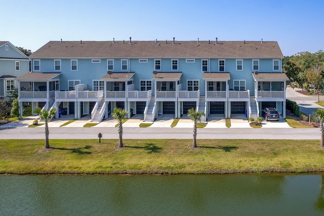 exterior space featuring a water view