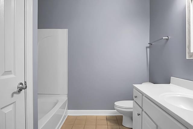 bathroom featuring tile patterned flooring, vanity, and toilet