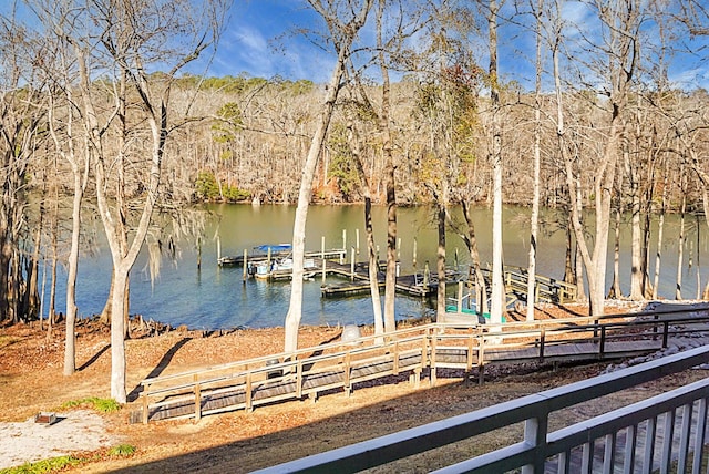 view of dock featuring a water view