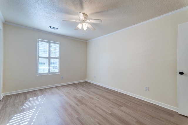 6275 Rolling Fork Rd Unit 401, North Charleston, SC 29406 - empty room featuring light wood-type flooring, ceiling fan, a textured ceiling, and crown molding
