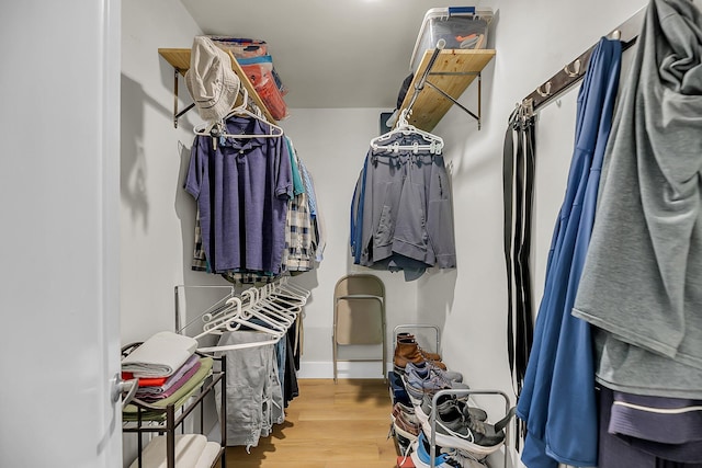 walk in closet featuring wood finished floors