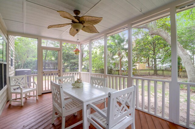 1394 Center Lake Dr, Mount Pleasant, SC 29464 - sunroom / solarium featuring a ceiling fan, plenty of natural light, and outdoor dining space