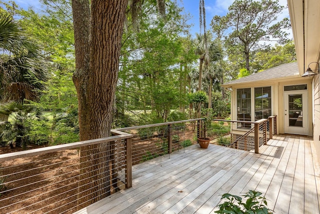 deck featuring a sunroom