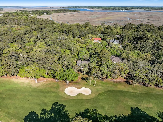 drone / aerial view featuring golf course view