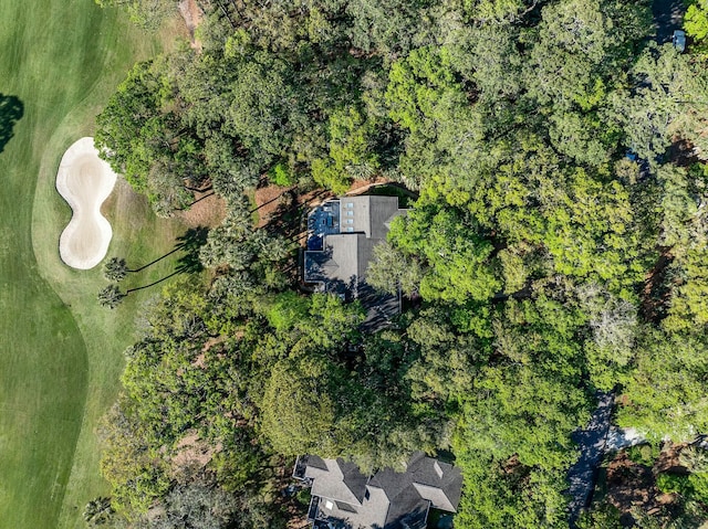birds eye view of property featuring golf course view