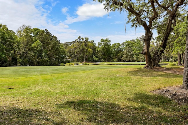 view of yard featuring golf course view
