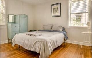 bedroom with wood-type flooring