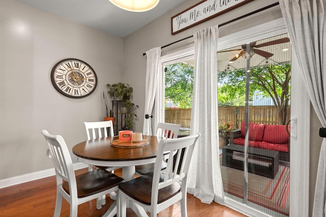 7030 Billberry St, Hanahan, SC 29410 - dining space with ceiling fan and wood finished floors