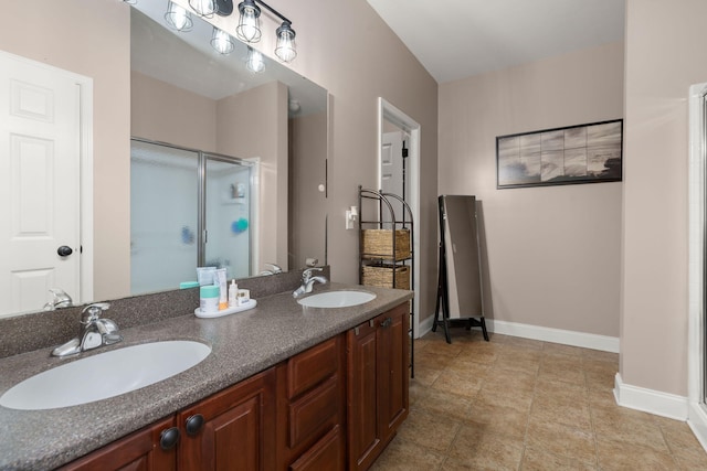 7030 Billberry St, Hanahan, SC 29410 - bathroom with a shower stall and double vanity