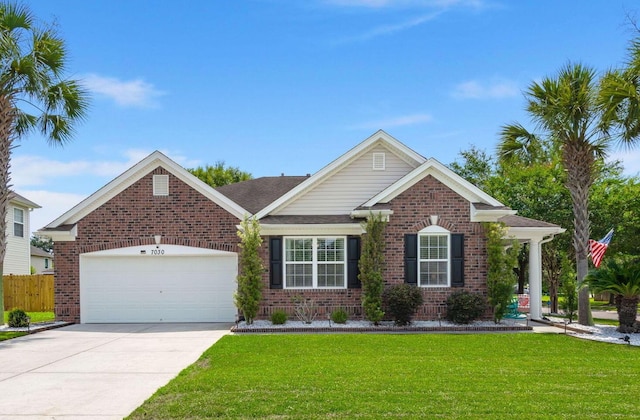 7030 Billberry St, Hanahan, SC 29410 - view of front of property with a garage, brick siding, and concrete driveway