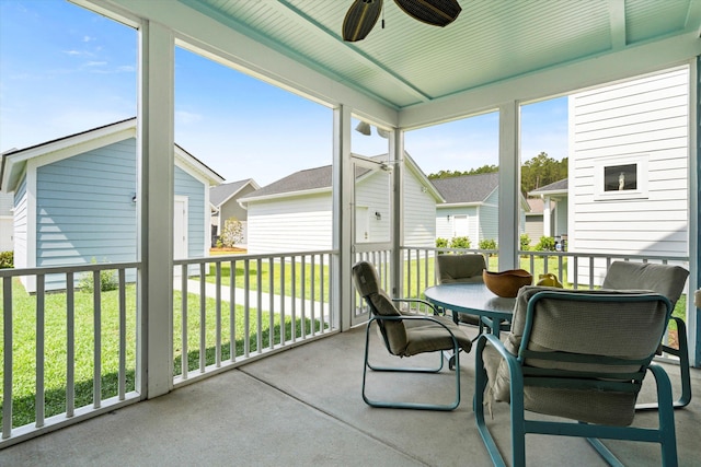 557 Blueway Ave, Summerville, SC 29486 - sunroom with a ceiling fan, a residential view, and outdoor dining space