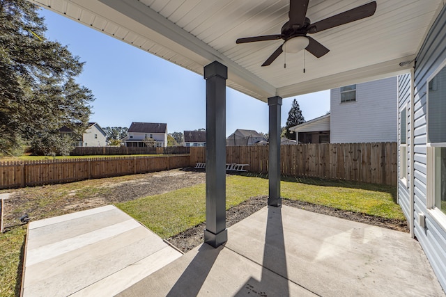 view of patio with ceiling fan