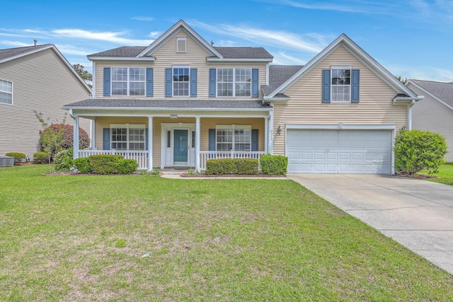 9379 Harroway Rd, Summerville, SC 29485 - view of front of property featuring a front lawn, driveway, covered porch, an attached garage, and roof with shingles