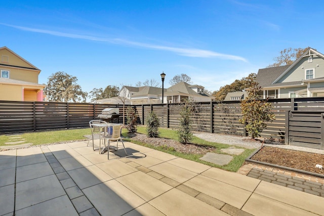 view of patio featuring a fenced backyard