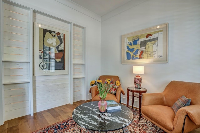 living area featuring wood finished floors