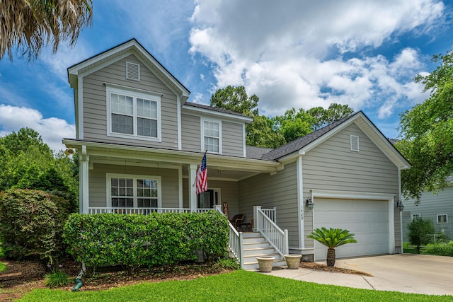 1409 Bloomingdale Ln, Mount Pleasant, SC 29466 - traditional-style home with a porch, driveway, and an attached garage
