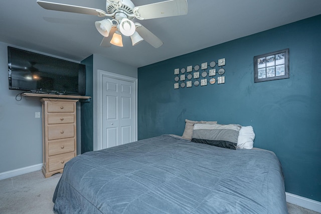 1409 Bloomingdale Ln, Mount Pleasant, SC 29466 - carpeted bedroom featuring baseboards, a ceiling fan, and a closet