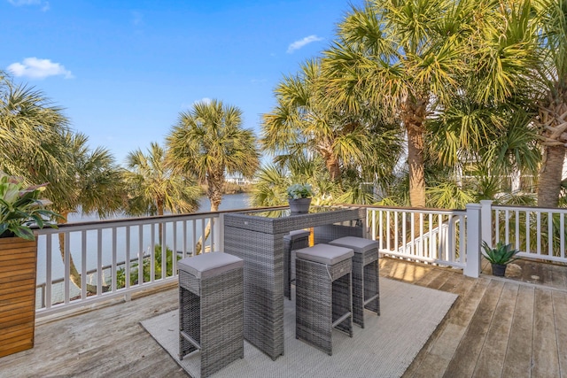 deck with a water view