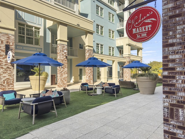 view of patio with an outdoor living space