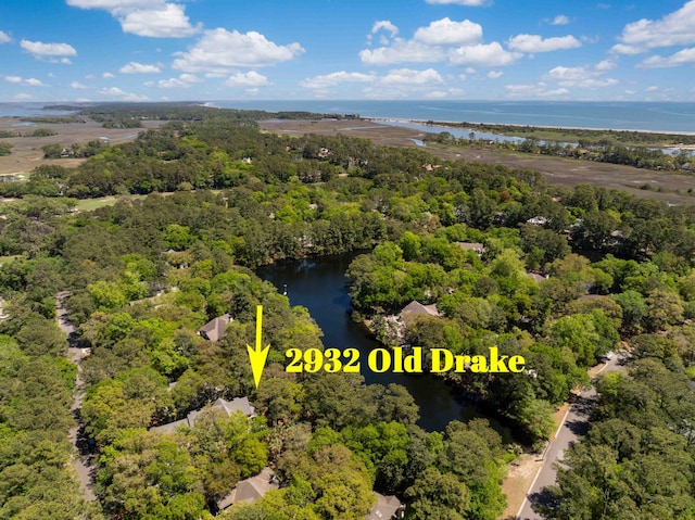 2932 Old Drake Dr, Seabrook Island, SC 29455 - drone / aerial view with a view of trees and a water view