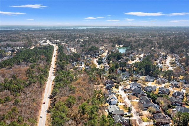 aerial view featuring a residential view and a water view