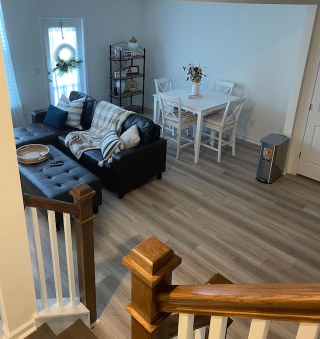 living room with hardwood / wood-style flooring