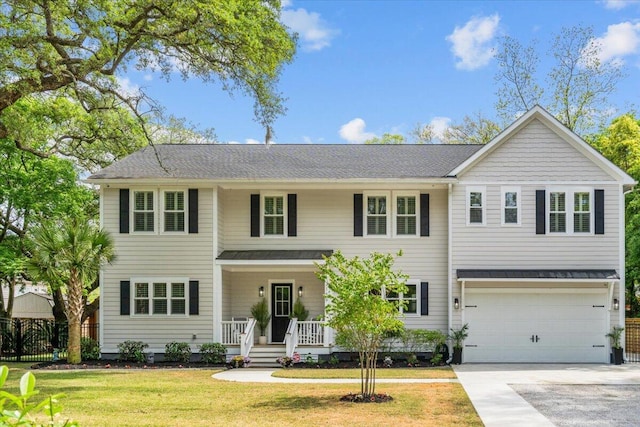 2159 Parkway Dr, Charleston, SC 29412 - view of front facade featuring a porch, concrete driveway, a front yard, and an attached garage