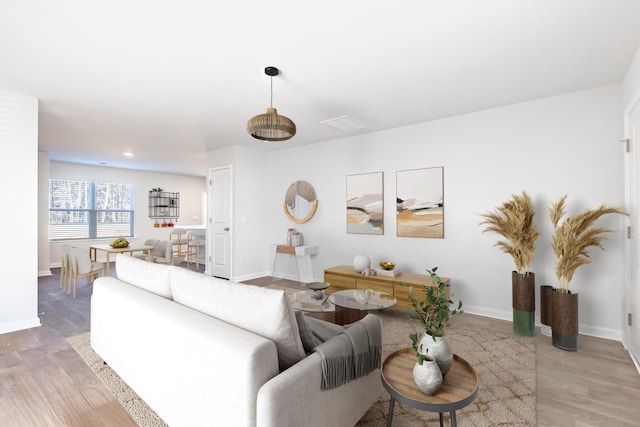 living room featuring hardwood / wood-style flooring