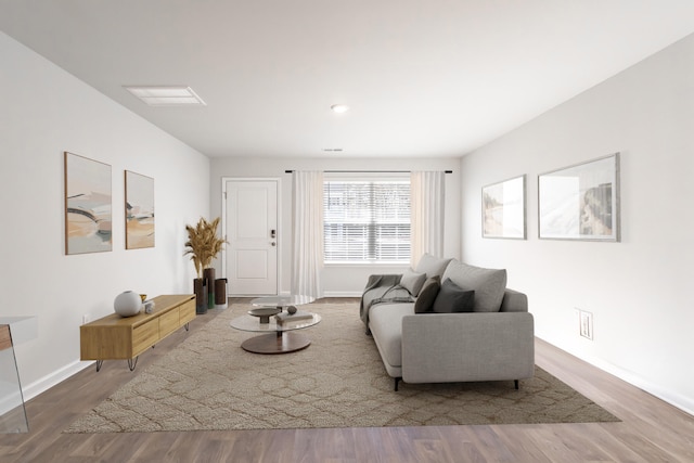 living room with wood-type flooring