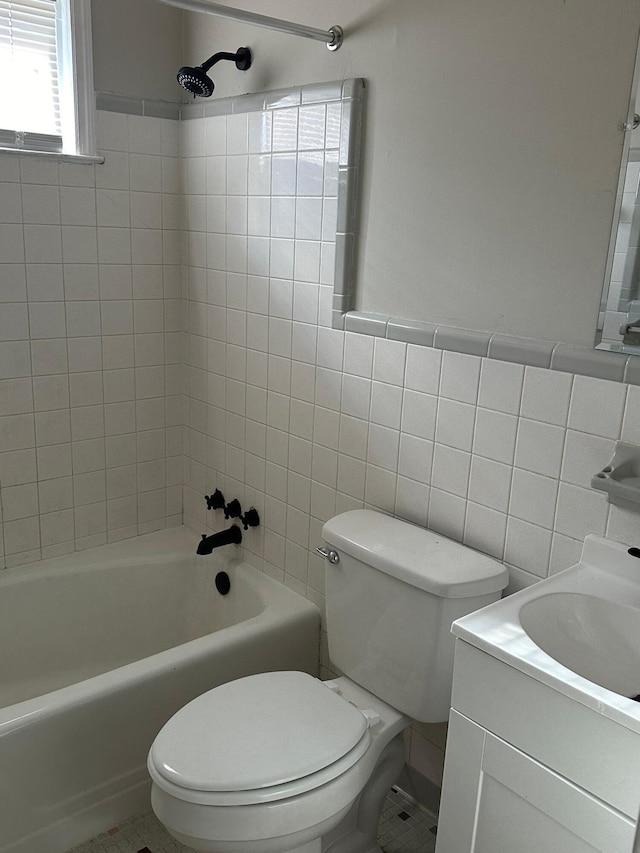 1516 N Avalon Cir, Charleston, SC 29407 - bathroom with toilet, tile walls, vanity, and  shower combination