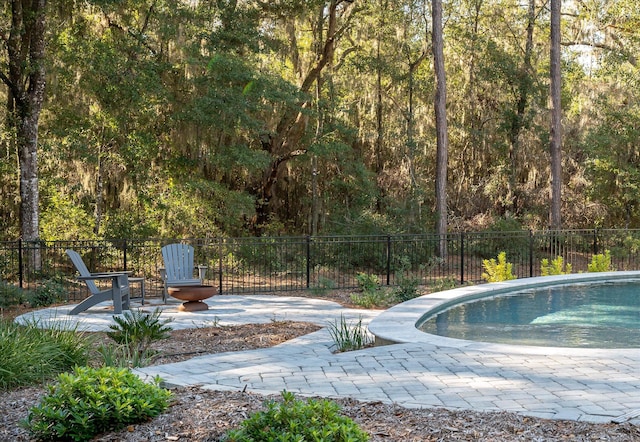 view of swimming pool with a patio area