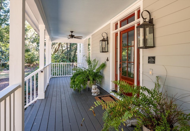 wooden terrace with ceiling fan