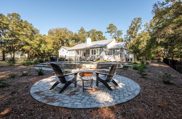 view of patio with a fenced in pool