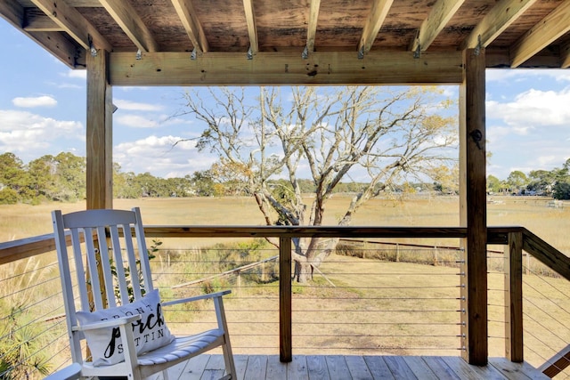 deck with a rural view