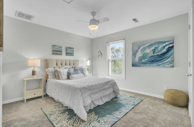 bedroom with carpet and ceiling fan