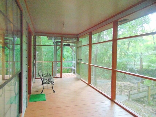 view of unfurnished sunroom