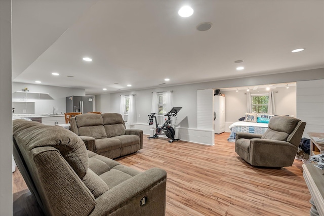 2649 Starfish Dr, Johns Island, SC 29455 - living area featuring light wood-type flooring and recessed lighting