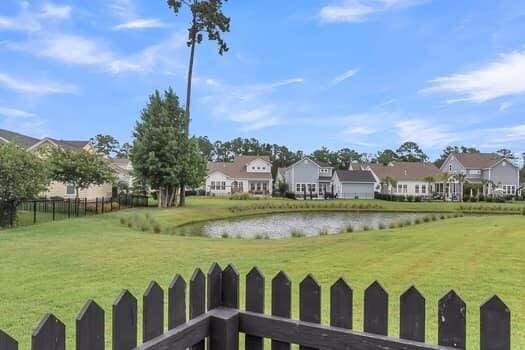 view of yard with a water view