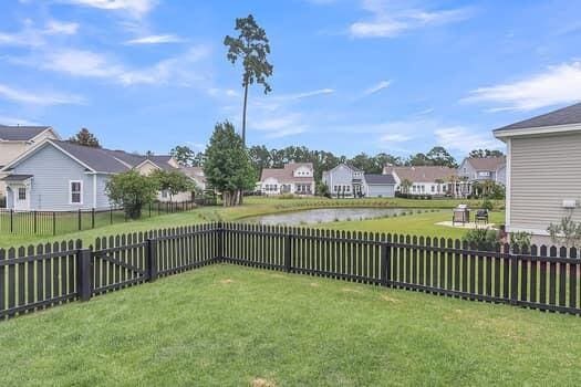 view of yard with a water view