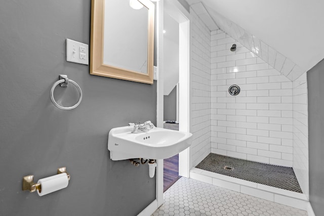 bathroom featuring a shower stall