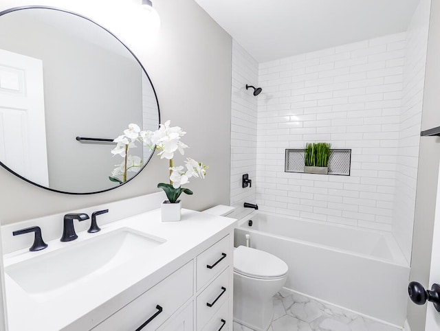 1350 Pinyon Pine Dr, Ladson, SC 29456 - full bathroom with vanity, marble look tile flooring, and washtub / shower combination