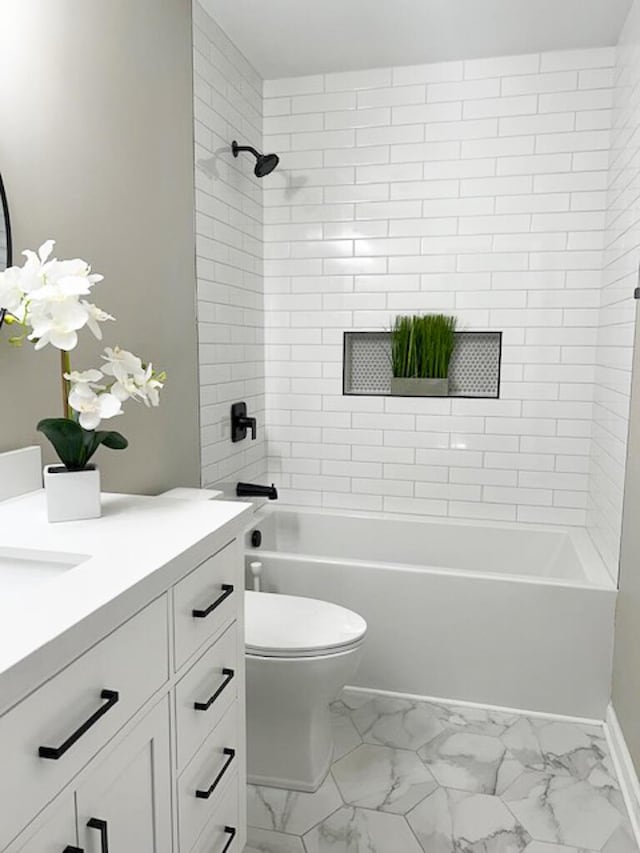 1350 Pinyon Pine Dr, Ladson, SC 29456 - full bathroom with vanity, marble finish flooring, and tub / shower combination